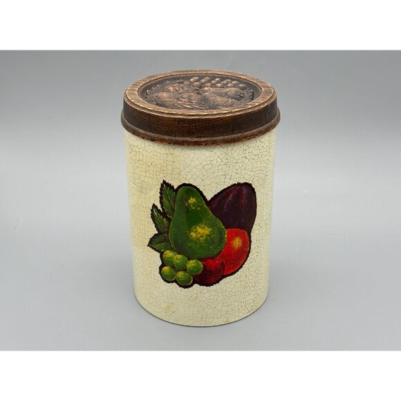 Vintage Cheinco Metal Canister Set With Fruit Harvest Retro Kitchen Storage Tins - Picture 8 of 9